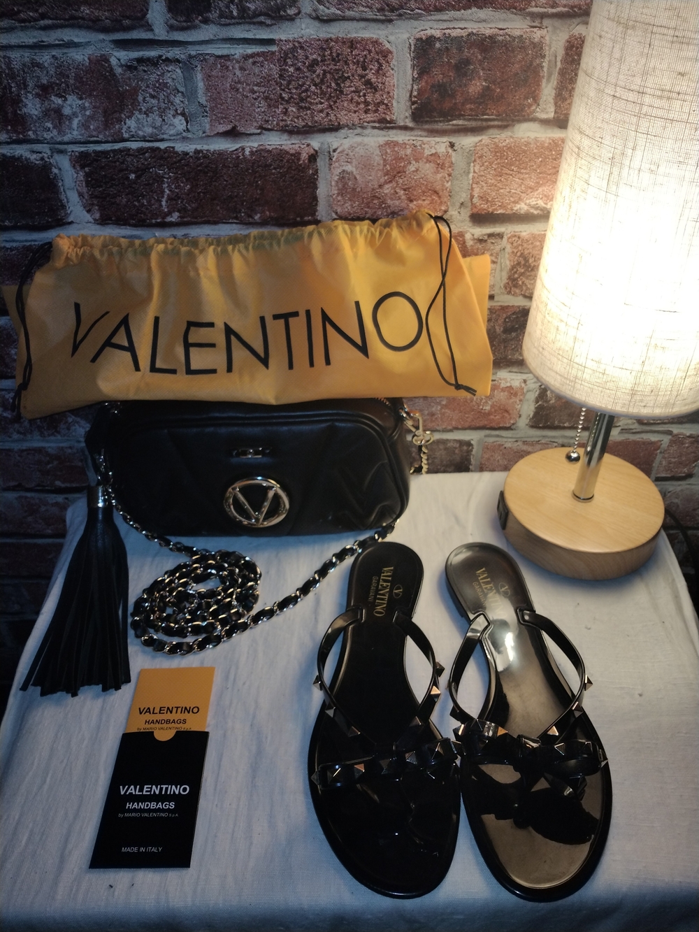 Valentino Rockstud Jelly Sandals & Crossbody Bag with Tassel Set